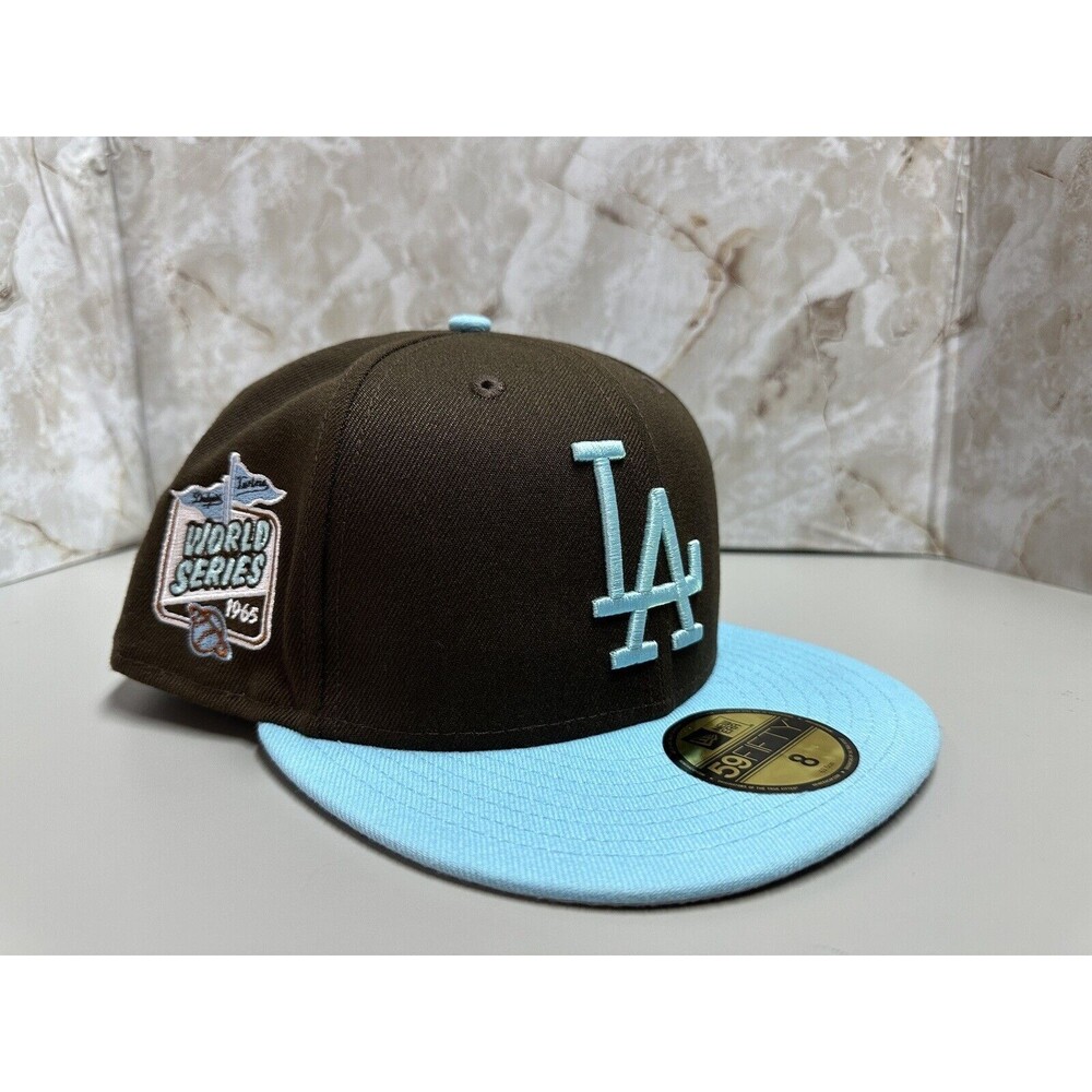 New Era LA Dodgers Muddy Waters 59FIFTY Walnut Blue Fitted Hat Mens Size 8